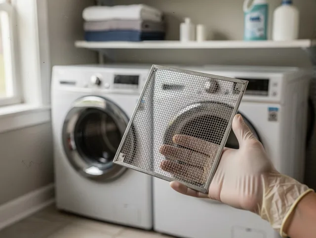Hudson Dryer Vent Cleaning specialist performing detailed lint trap cleaning service in Hudson